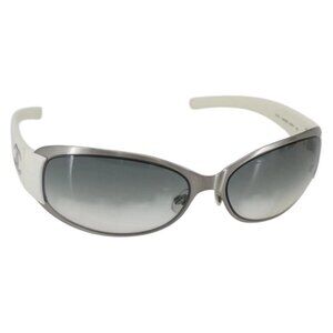 CHANEL COCO Mark Sunglasses metal White 4116 CC Auth 157052